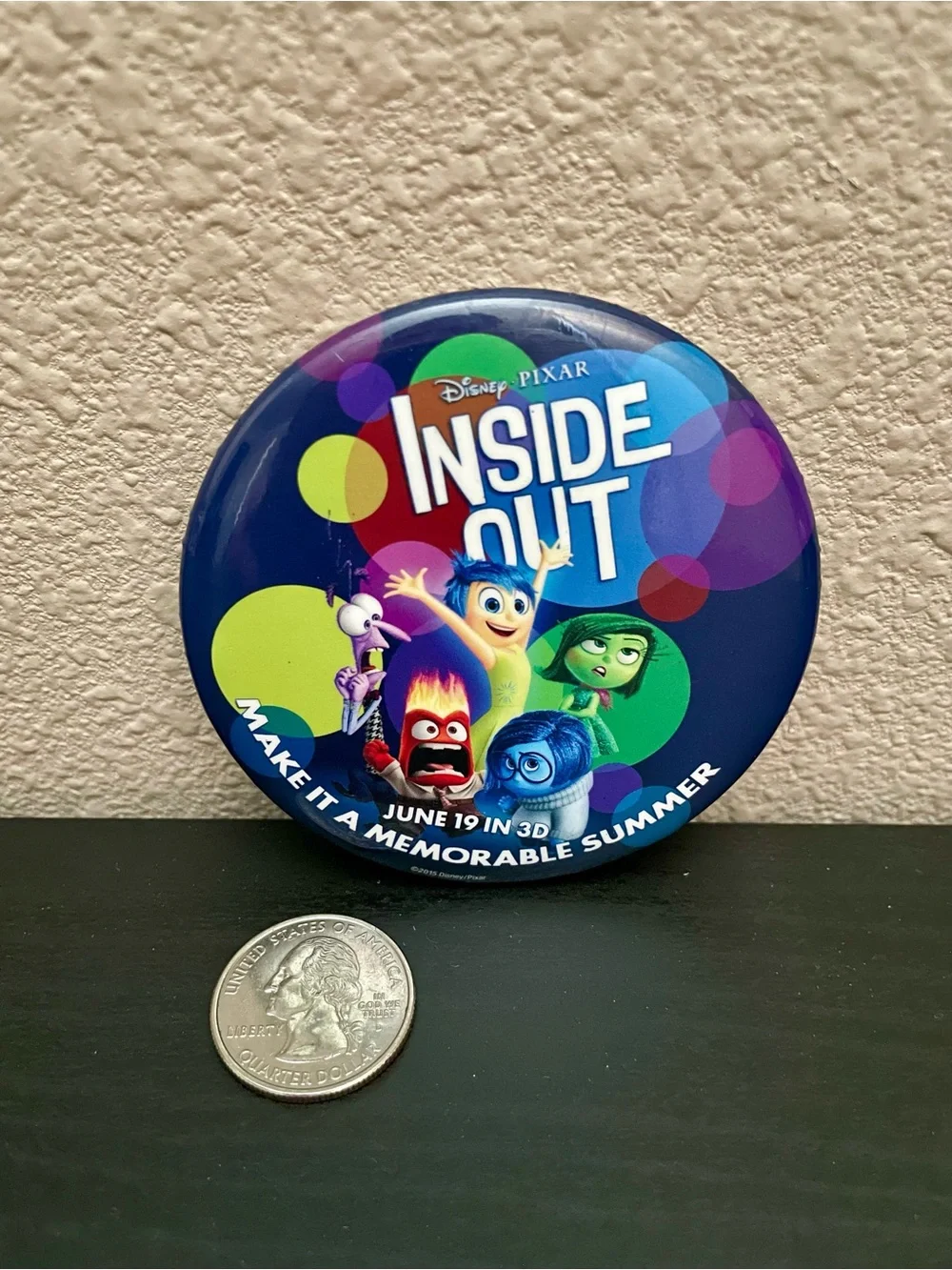 Disney Inside Out Multicolor Promotional Button Badge